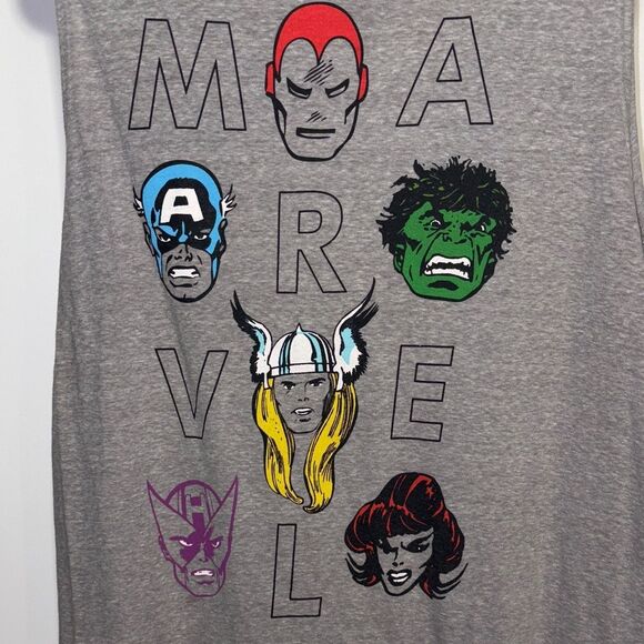 Marvel Kids Gray Tank Top with Superhero Faces - Picture 4 of 8
